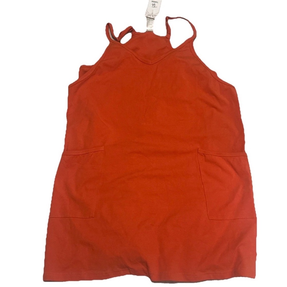 Tarse Women's Large Active Dress Orange with Pockets and Shorts
